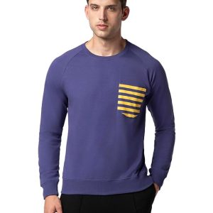 FYLTR Men's Crewneck Full Sleeve-Cotton Blend Terry Tshirt | Tshirt for Man blue